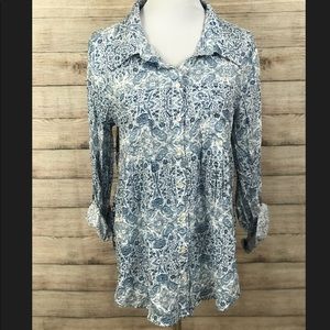 Style & Co. Button Front Printed Top